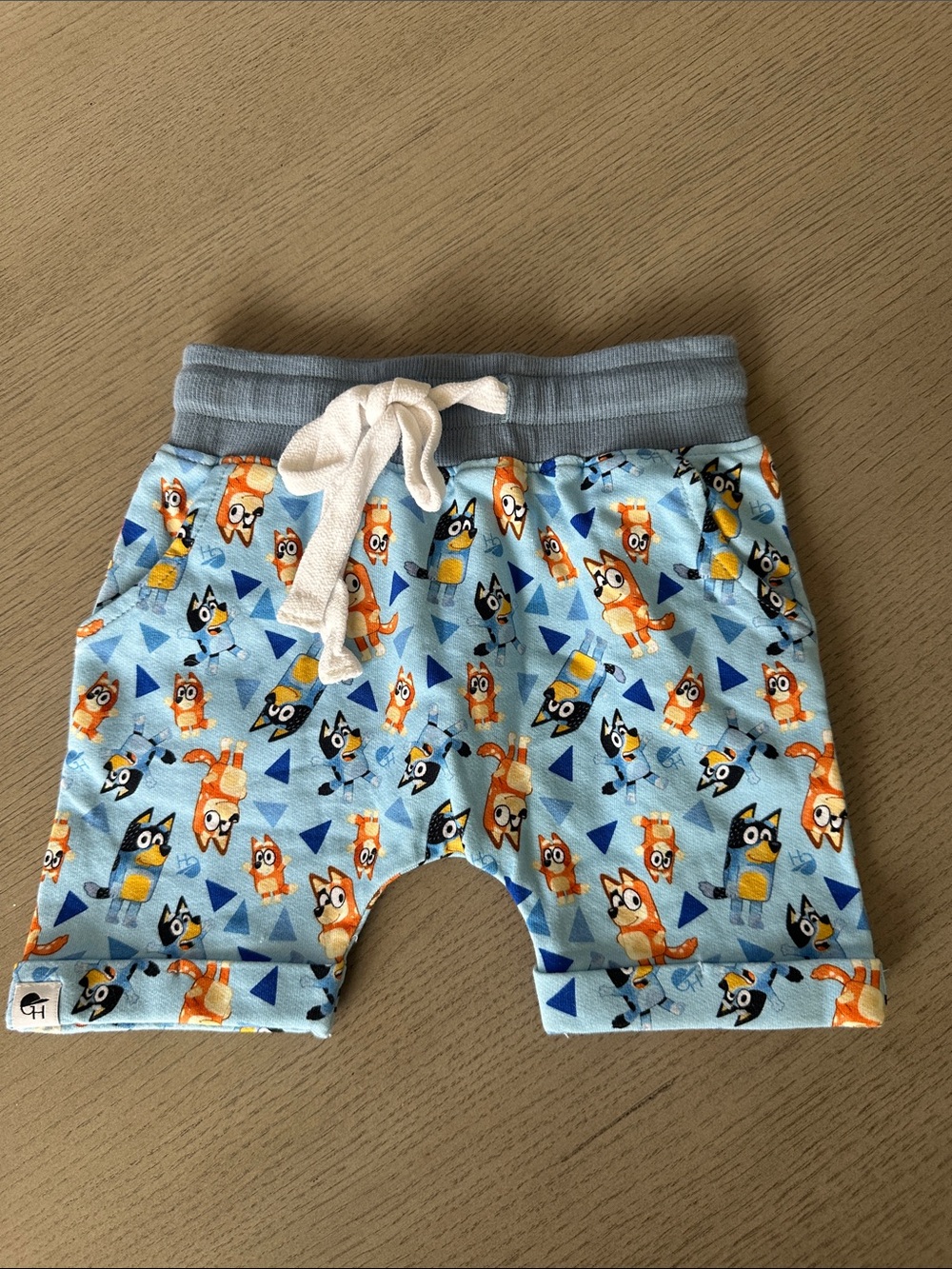Light Blue Kids Shorts with Fox & Bird Print